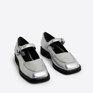 Labucq Norman Mary Jane  Sport Lug Sole Silver Platform 40 9